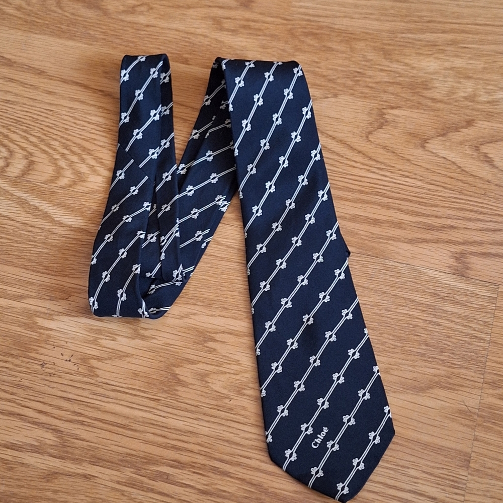 Chloe I Magnin Vintage Blue Silk Tie